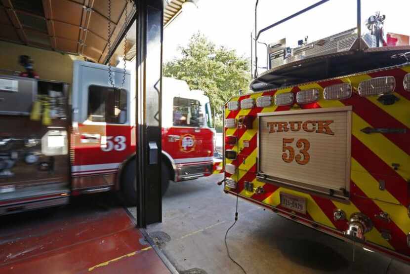 
A pump truck leaves Station 53 on an emergency call. Former Lewisville Fire Chief Rick...