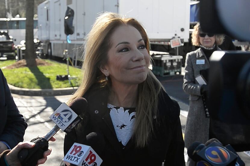  Kathie Lee Gifford talks to the media prior to the start of funeral services for Rev. Billy...