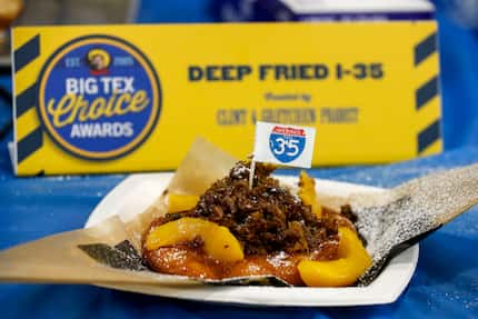 Deep Fried I-35: Fun to say, but what's in it? It's a kolache topped with smoked brisket,...