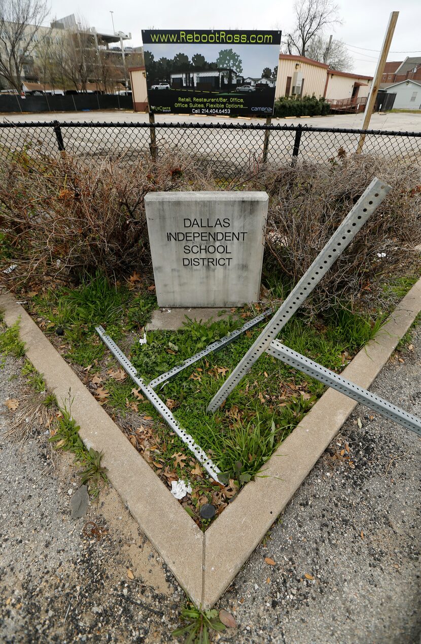 Small metal buildings that once housed Dallas ISD offices on Ross Avenue in Dallas are being...