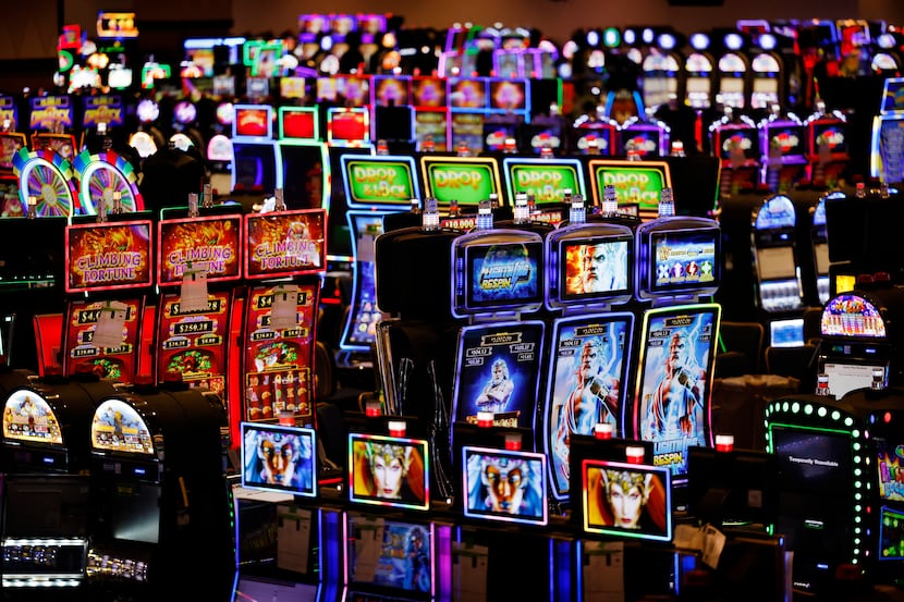 Dozens of the over 3,300 casino slot machines at Choctaw Casino and Resort's new 21-story...