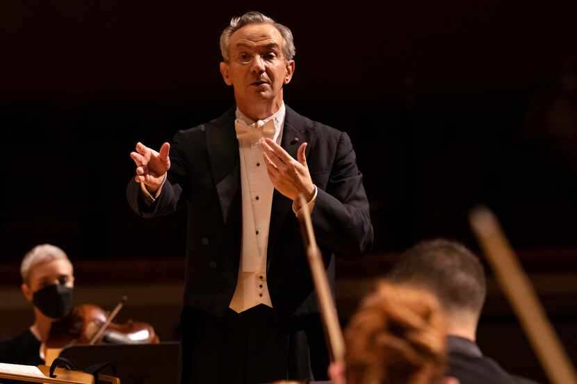 The Dallas Symphony's music director Fabio Luisi leads the orchestra in a performance of...