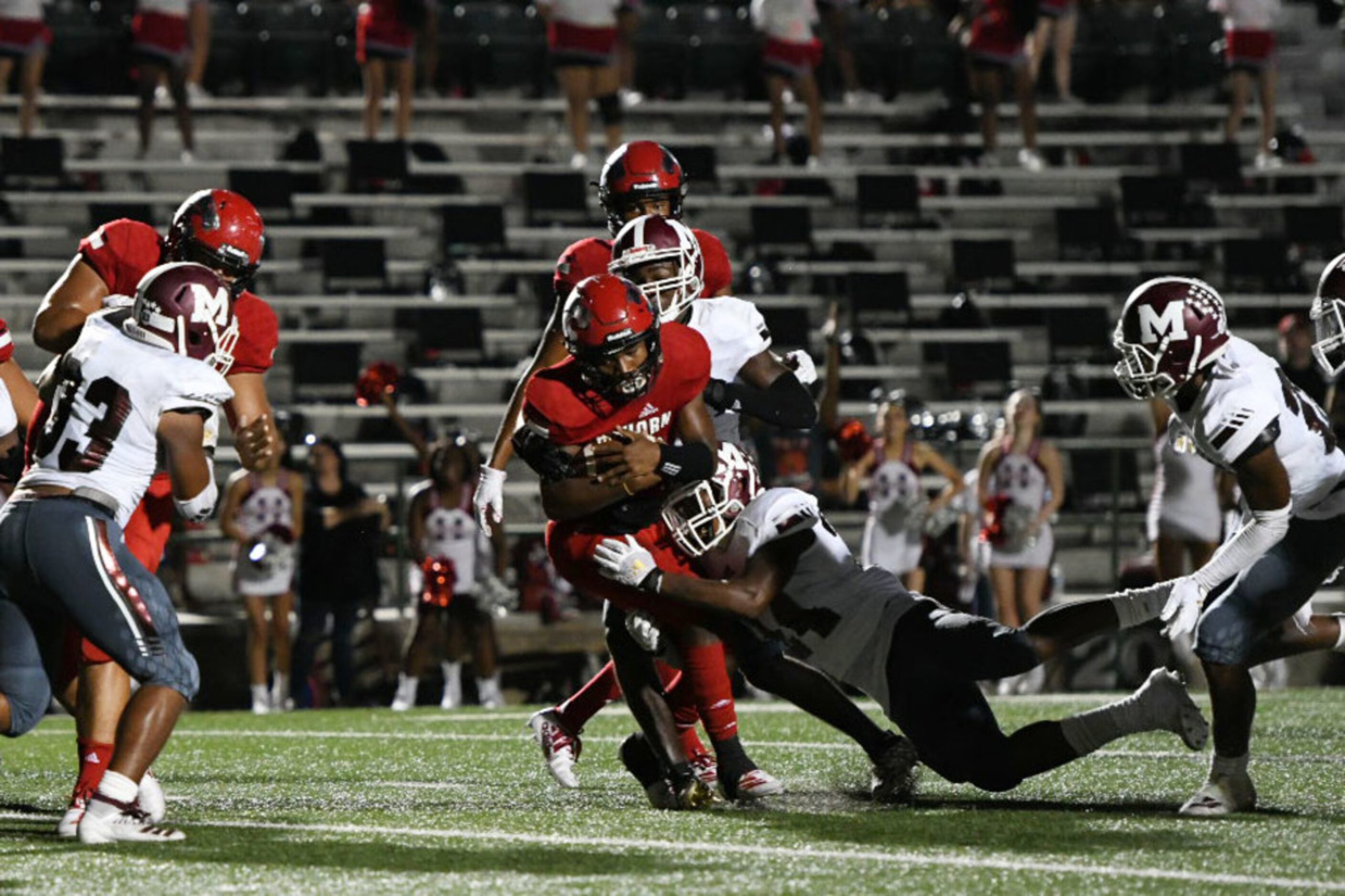 Mesquite HornÃs Davazea Gabriel scores the first touchdown of the game against Mesquite...