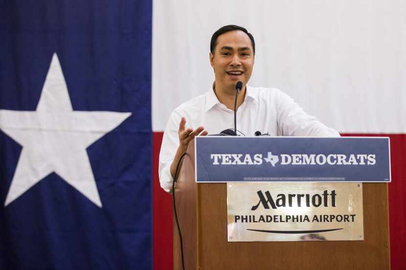 U.S. Rep. Joaquin Castro of San Antonio spoke at the Texas delegation breakfast on Day 4 of...