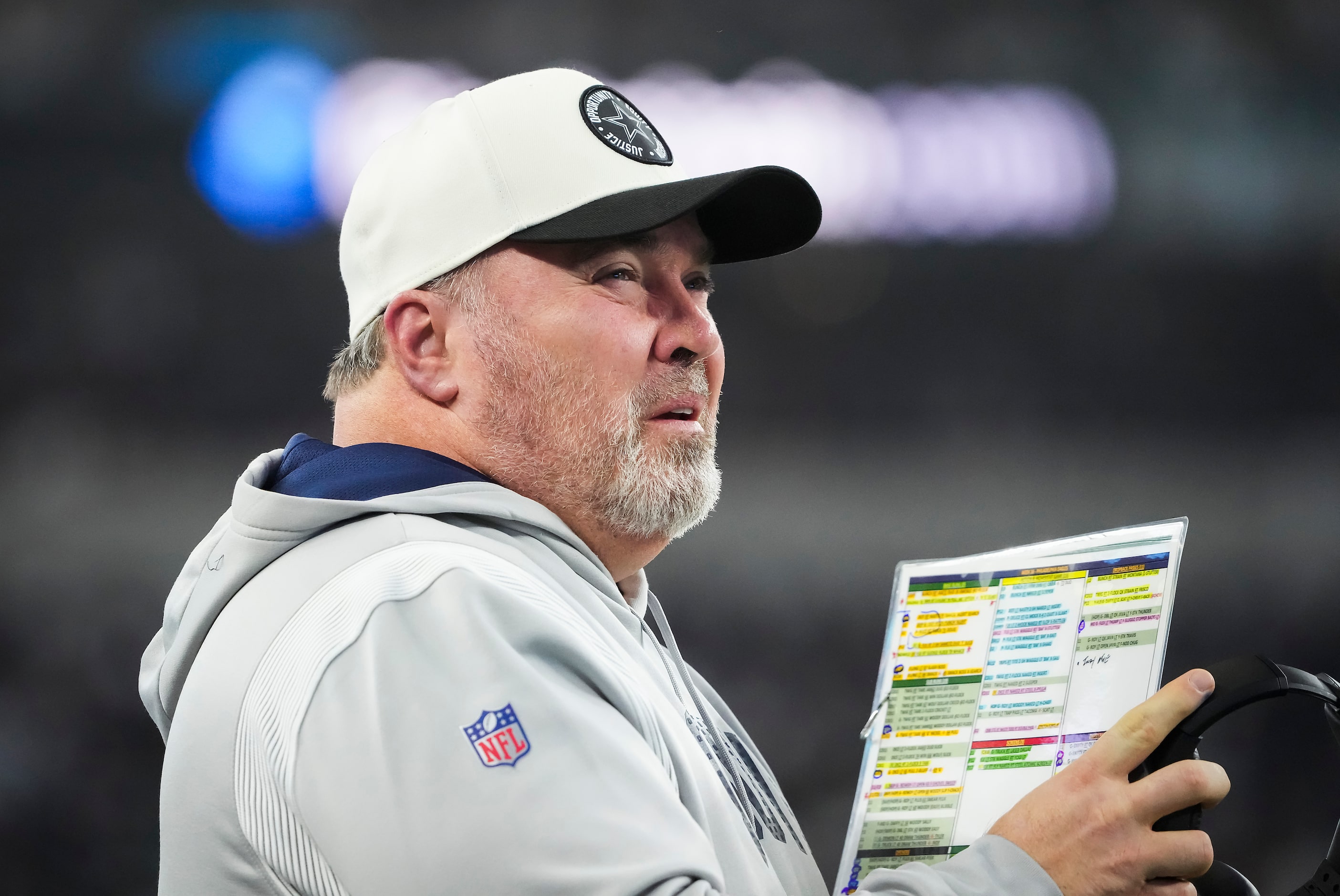 Dallas Cowboys head coach Mike McCarthy watches from the sidelines during the second quarter...