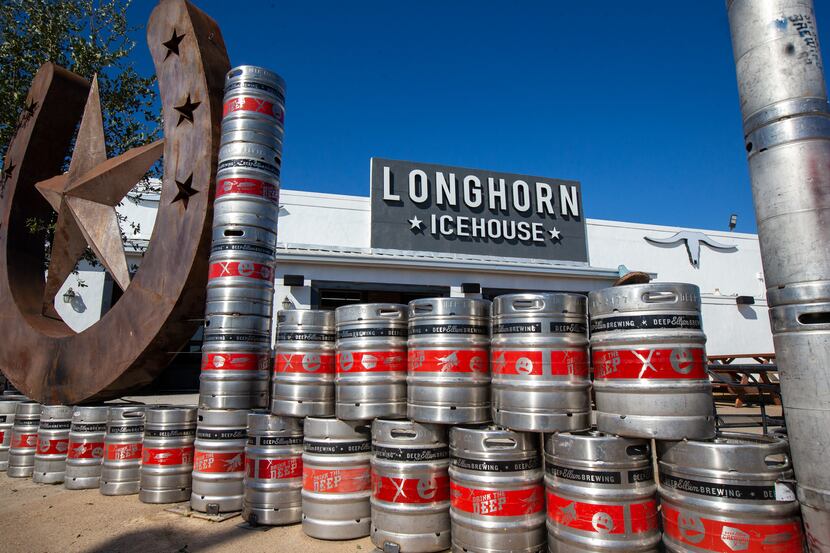 Longhorn Icehouse is located on W. Northwest Highway in Dallas. Stacks of kegs can be seen...