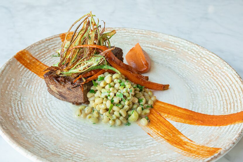 Lamb Press  with Moroccan carrots, okra and muhammara at Anise, the Mediterranean restaurant...