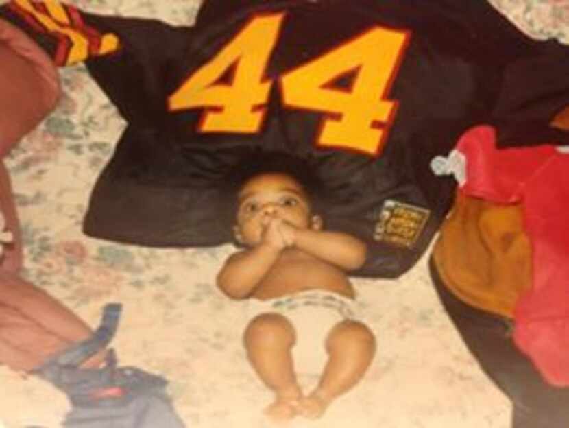 Remond Jr. is pictured here with his father's former Grambling jersey. Keilon plans to...