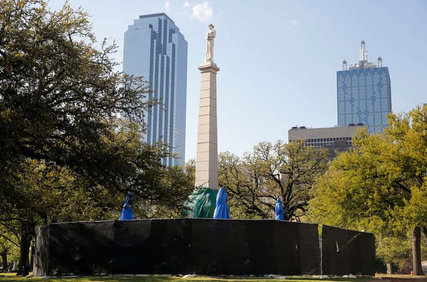 The Confederate War Memorial had to be covered up in April after vandals spray-painted...