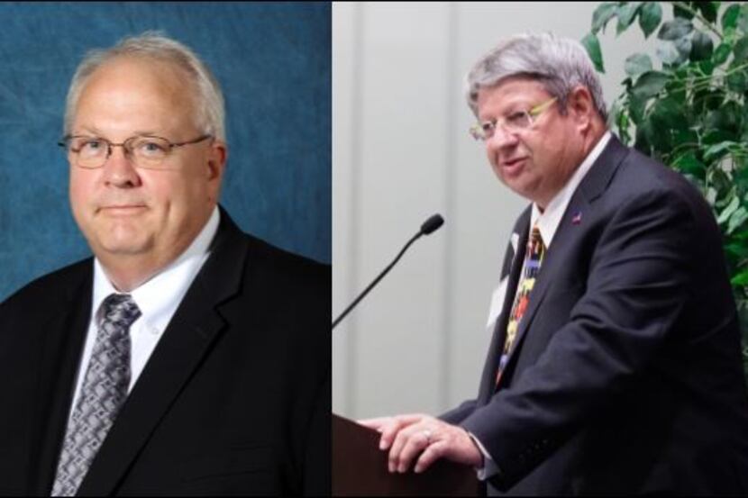 Lewisville Mayor Rudy Durham (left) and Denton ISD school board member Charles Stafford both...