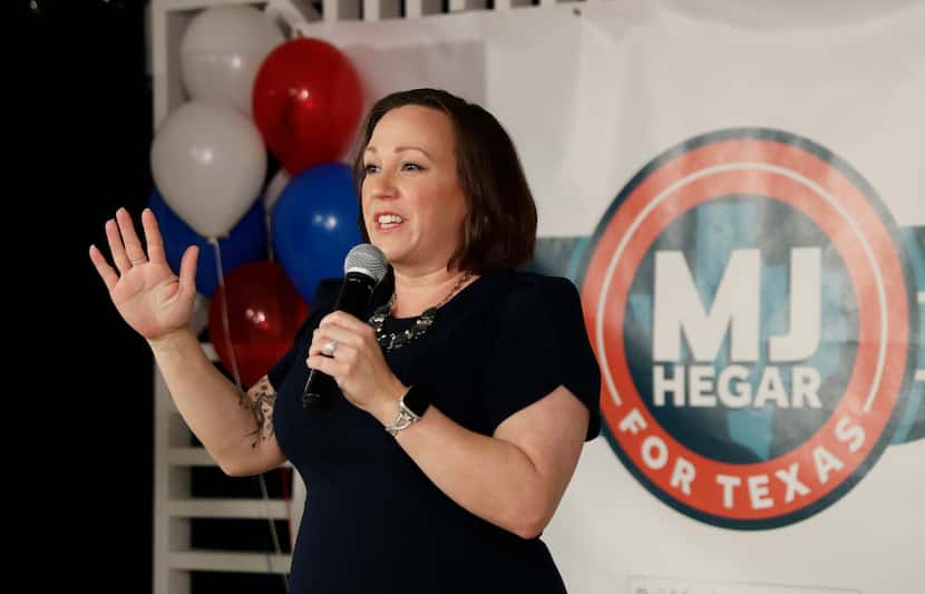 Democratic U.S. Senate candidate MJ Hegar spoke to supporters during her election night...