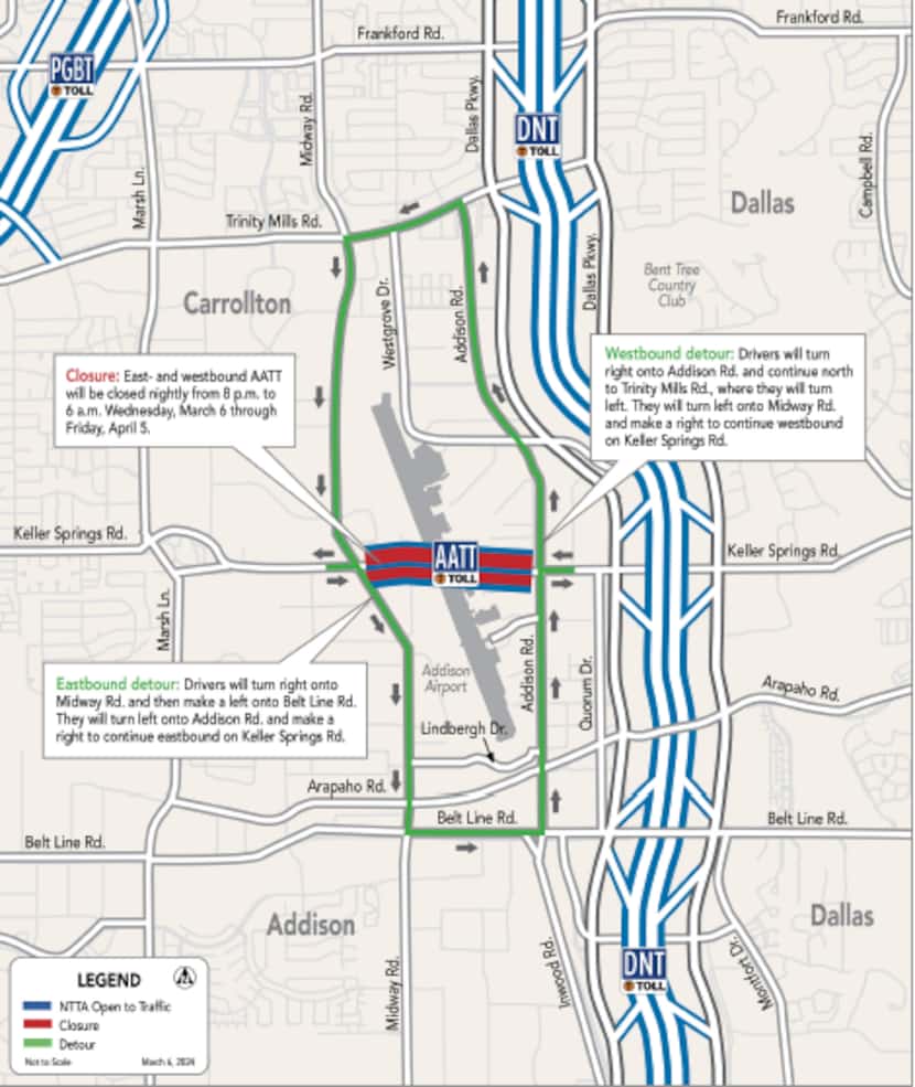 Area drivers will need to take an alternate route this month as the Addison Airport Toll...