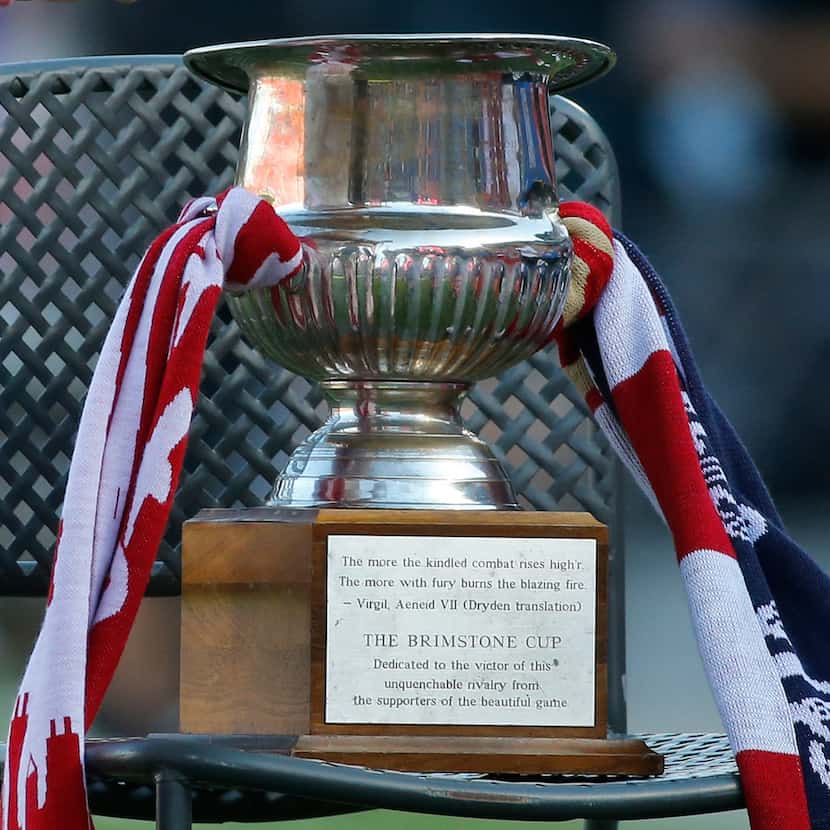 The Brimstone Cup is pictured on the sidelines during the FC Dallas vs. the Chicago Fire...