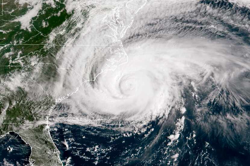 In this NOAA satellite image, Hurricane Florence closes in on the coast of the U.S. in the...