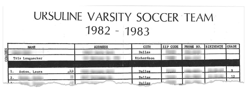 Tristan Longnecker coached girls soccer at Ursuline Academy of Dallas in the 1980s. Laura...