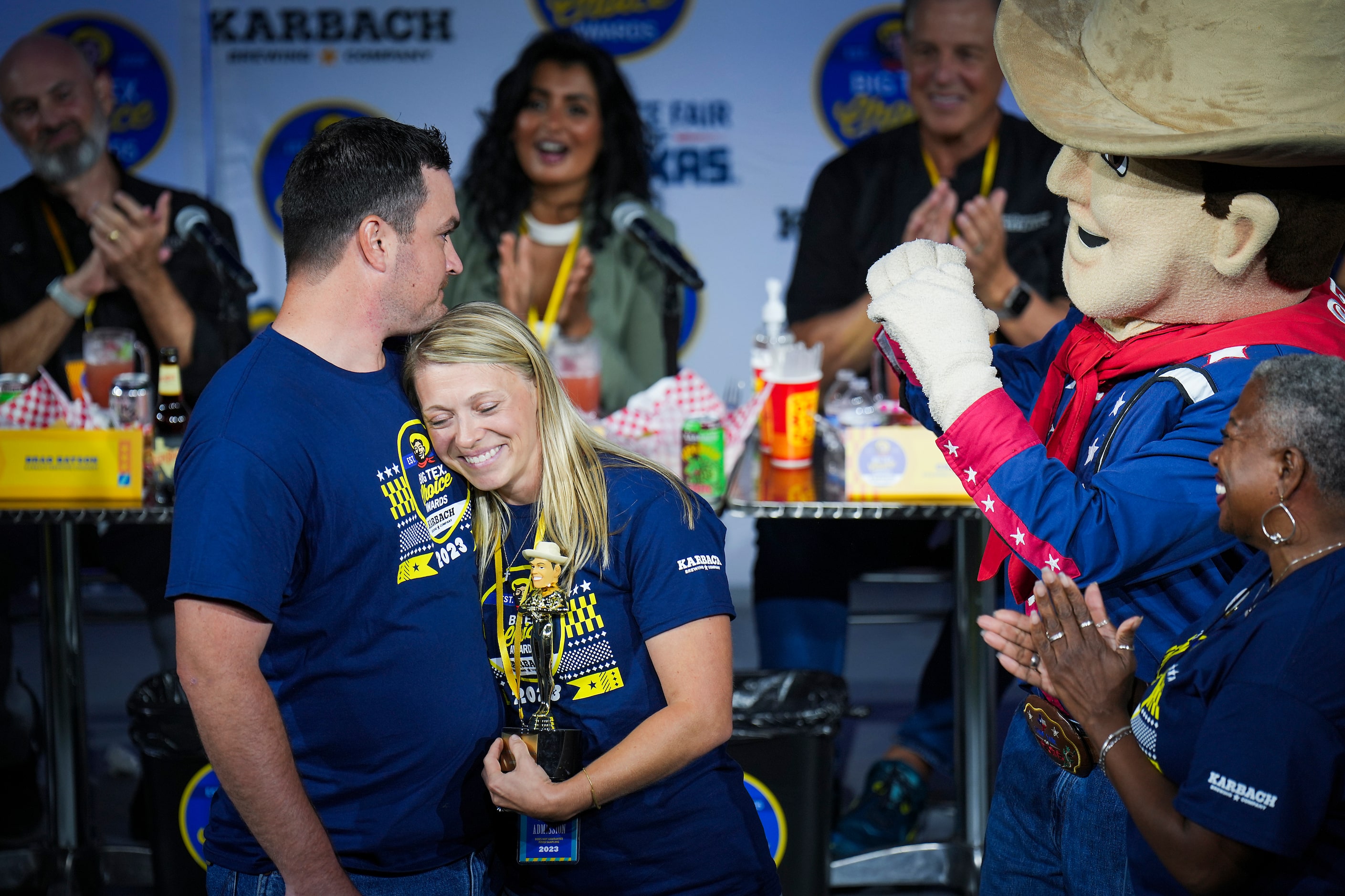 Lauren and Cody Hays celebrate after winning ‘most ‘creative’ for their Bourbon Banana...