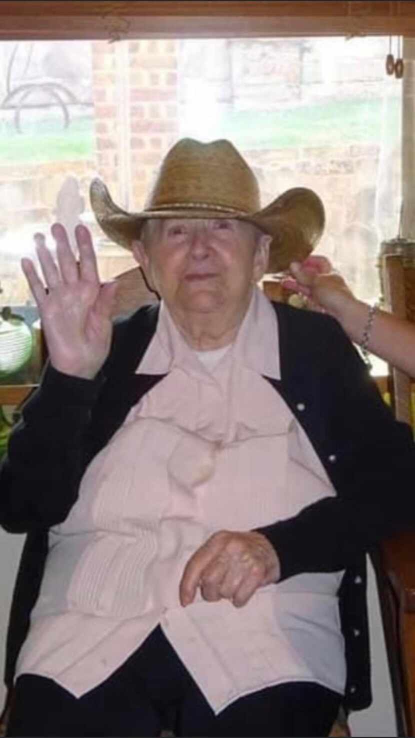 Paula Weissman, 92, and her new cowboy hat. Her visit to Texas in July 2021 was the first...