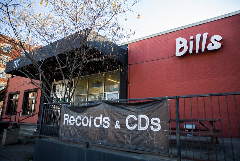 The front door of the former Bill's Records in the Cedars neighborhood of Dallas after owner...