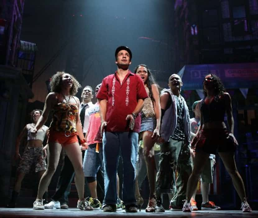 This Feb. 29, 2008 picture shows Lin-Manuel Miranda, center, and members of the cast in a...