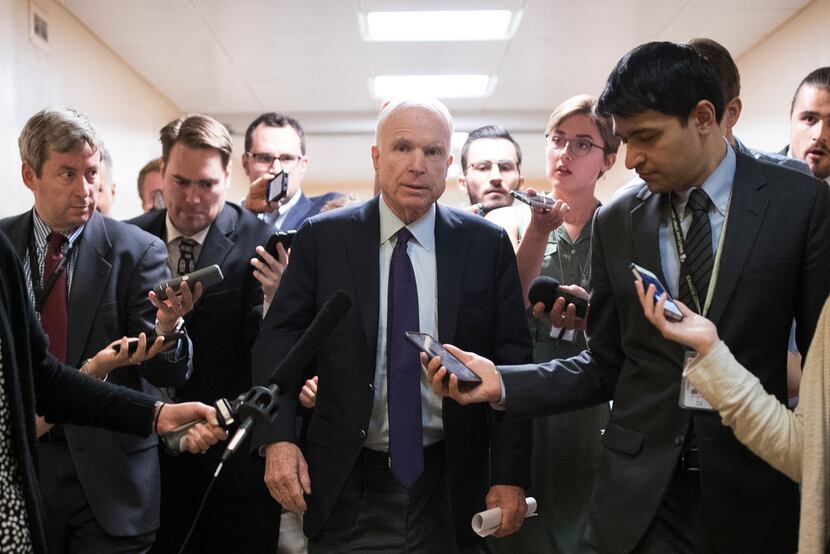 Sen. John McCain, R-Ariz., talks to reporters on Capitol Hill, in Washington, D.C. Just when...