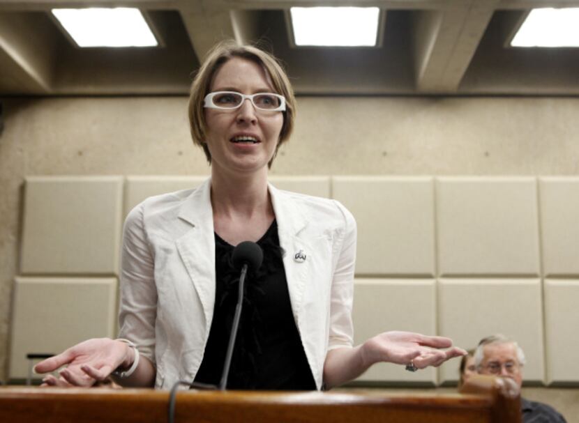 Vanessa Van Gilder presses the Dallas City Council not to allow aerial spraying. She started...