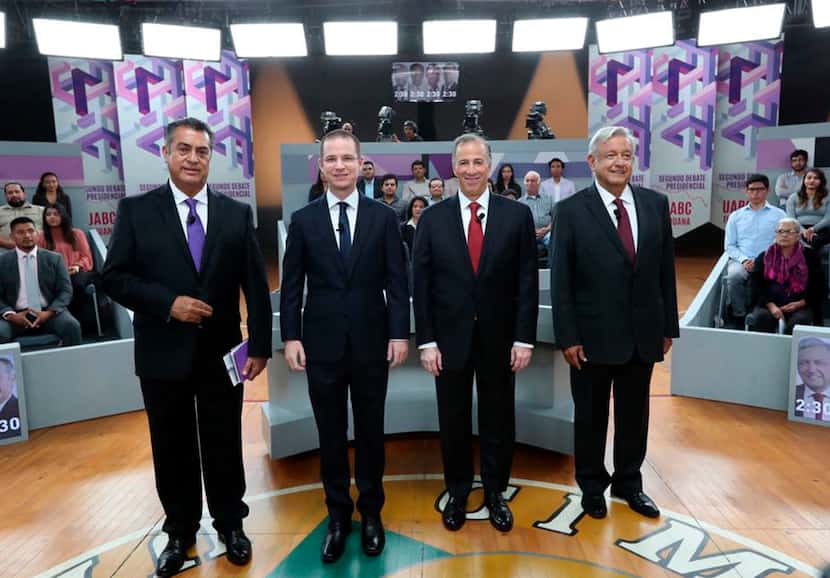 Mexico presidential candidates, from left, independent Jaime Rodriguez, Ricardo Anaya of the...