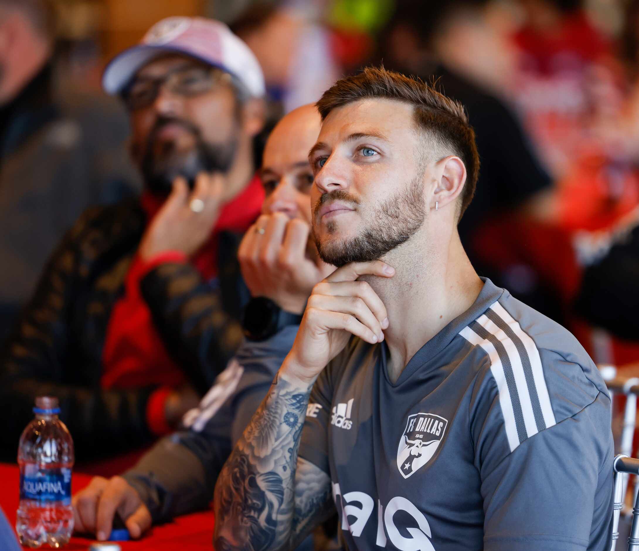 USMNT and FC Dallas player Paul Arriola watch the FC Dallas' World Cup draw watch party on...