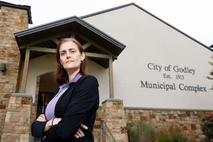 Former Godley Councilwoman Jennifer Thompson is photographed outside of Godley City Hall....