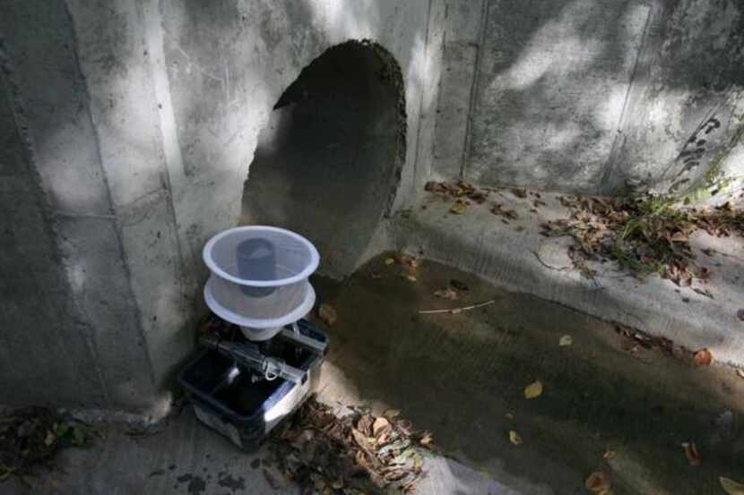 
A city mosquito trap sits in a drainage area just off Bethel School Road in Coppell. The...