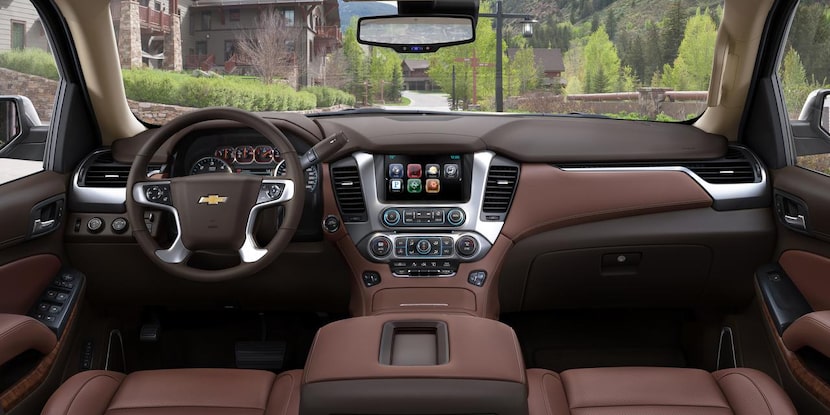 
Subtly shaped hoods keep the glare off the Suburban’s instrument panel and 8-inch display...