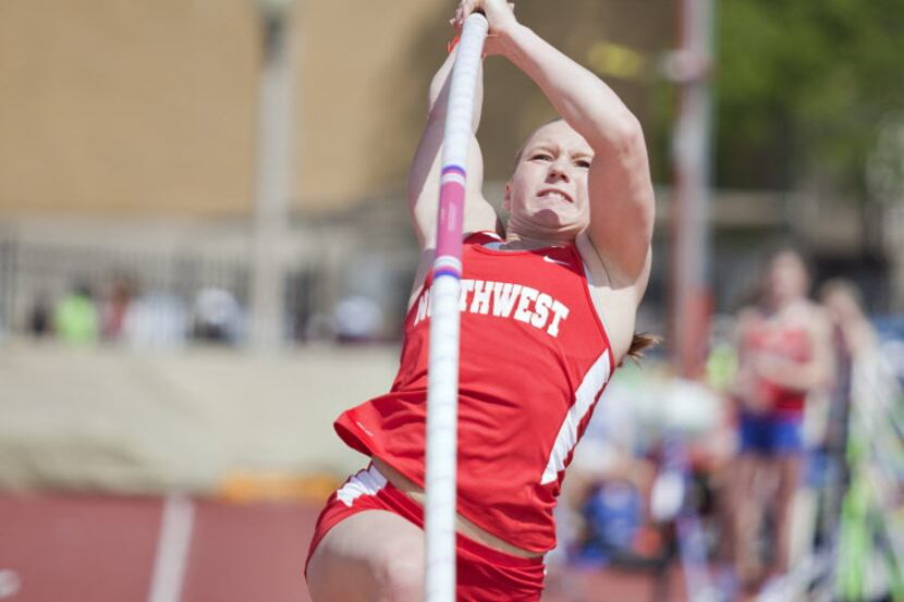 Justin Northwest pole vaulter Desiree Freier competes during the Clyde Littlefield Texas...