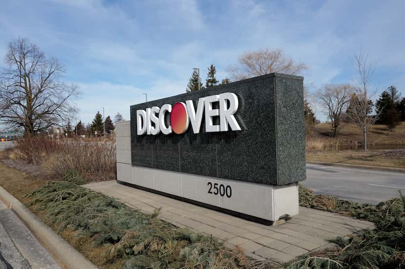 The entrance to Discover Financial Services headquarters in Riverwoods, Ill. Americans held...
