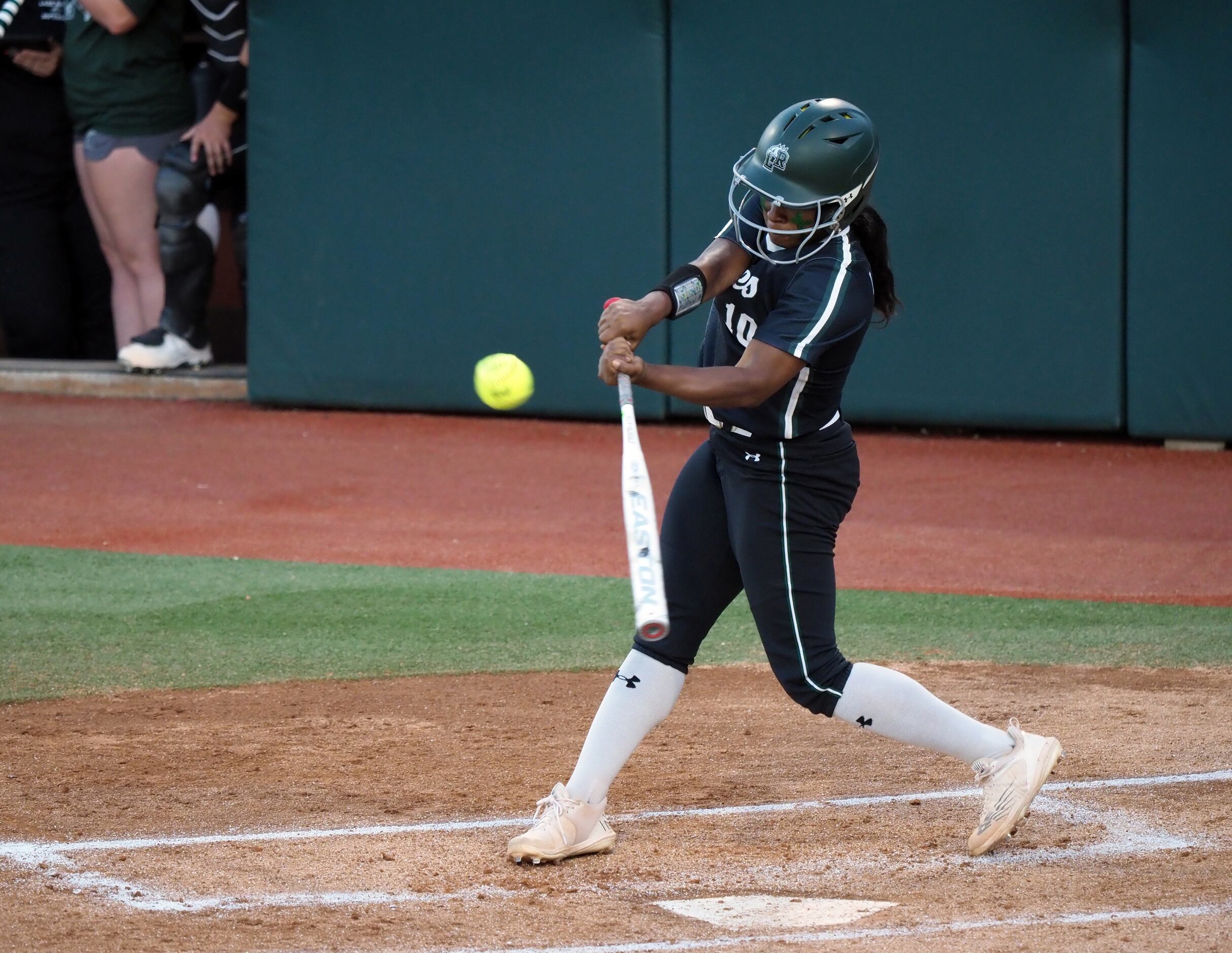 Mansfield Lake Ridge batter Brooklyn Morris hits the ball against Northside O’Connor in the...