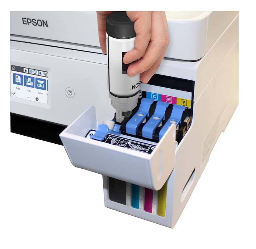Loading ink into the Epson EcoTank ET-4760 printer is easy and not messy at all.