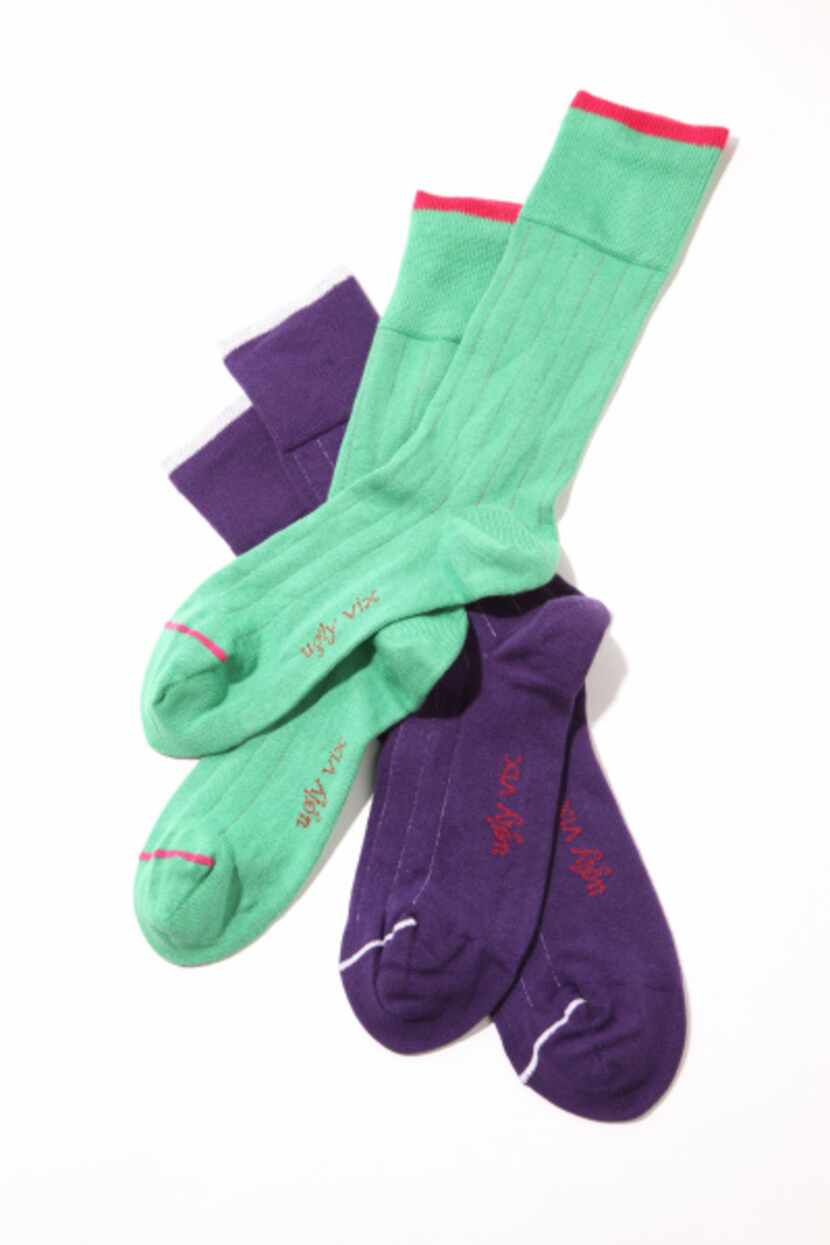colored socks by Ugly Vix, $28, Forty Five Ten