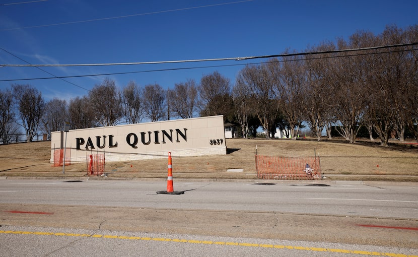 Target Area 3: Paul Quinn College sign is seen at 3837 Simpson Stuart Rd, Tuesday, Feb. 6,...