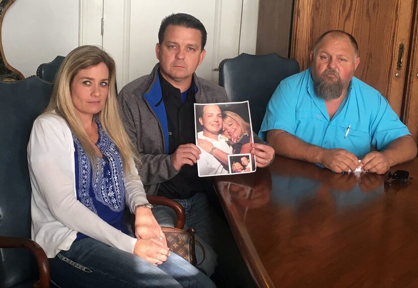 From left: Cheryl Ramsey, Gary Ramsey and Ronald Ramsey speak to the media in their lawyer's...