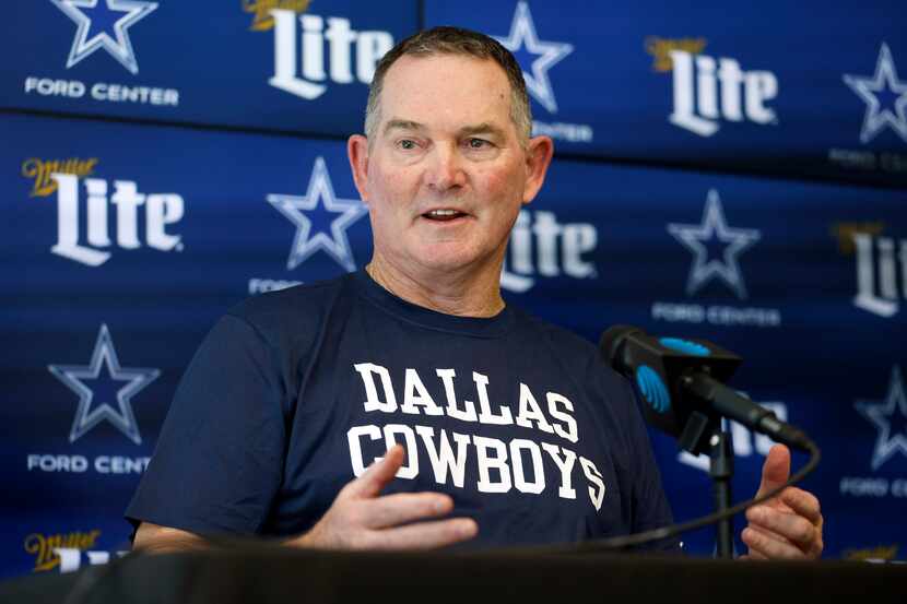 New Dallas Cowboys defensive coordinator Mike Zimmer addressed the media during an...
