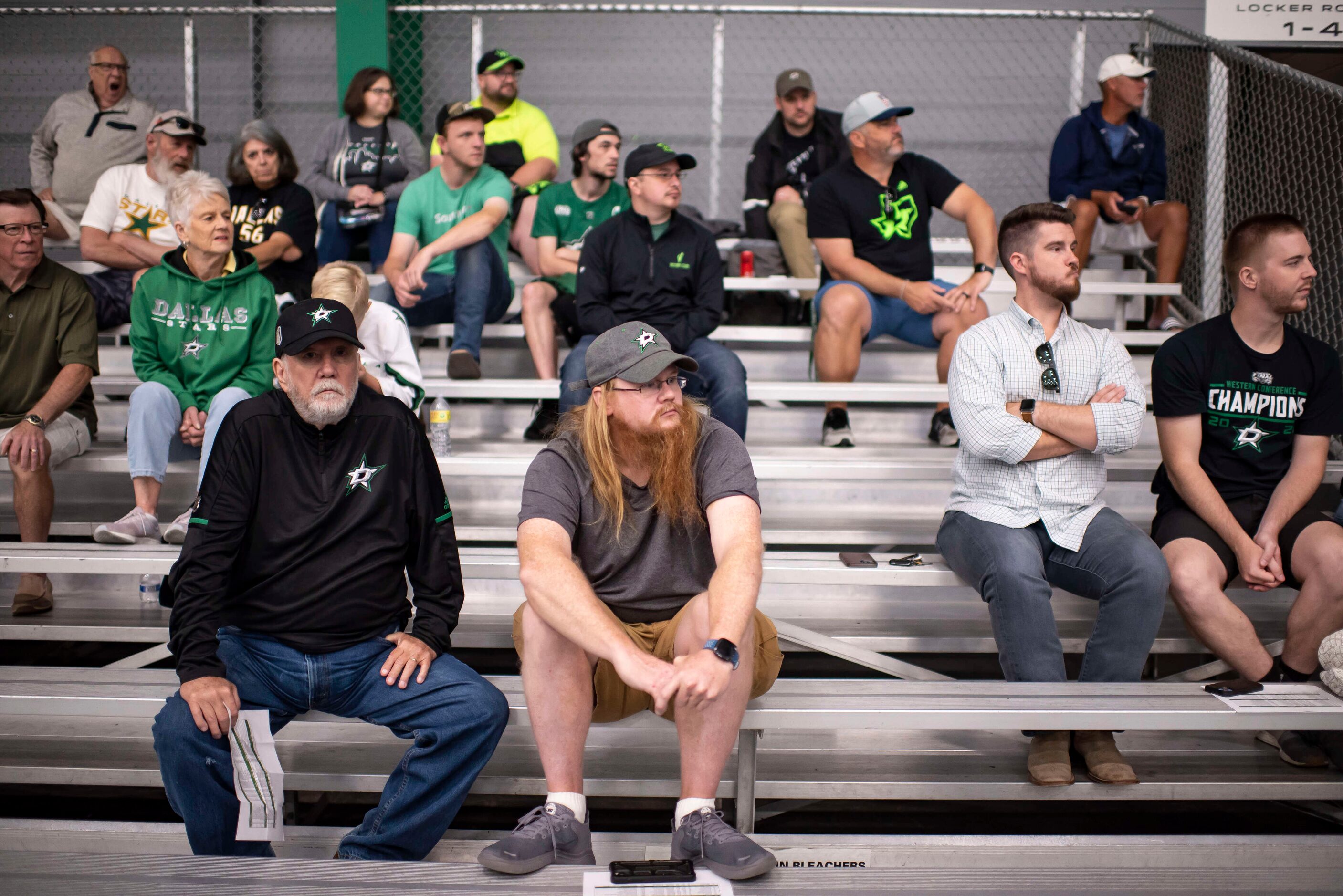 Stars fans watch prospects go through drills during the 2022 Dallas Stars Development Camp...