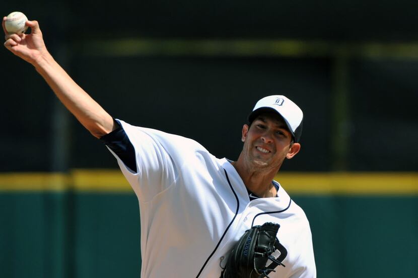 LAKELAND, FL - MARCH 10:  Pitcher Rick Porcello #21 of the Detroit Tigers starts against the...