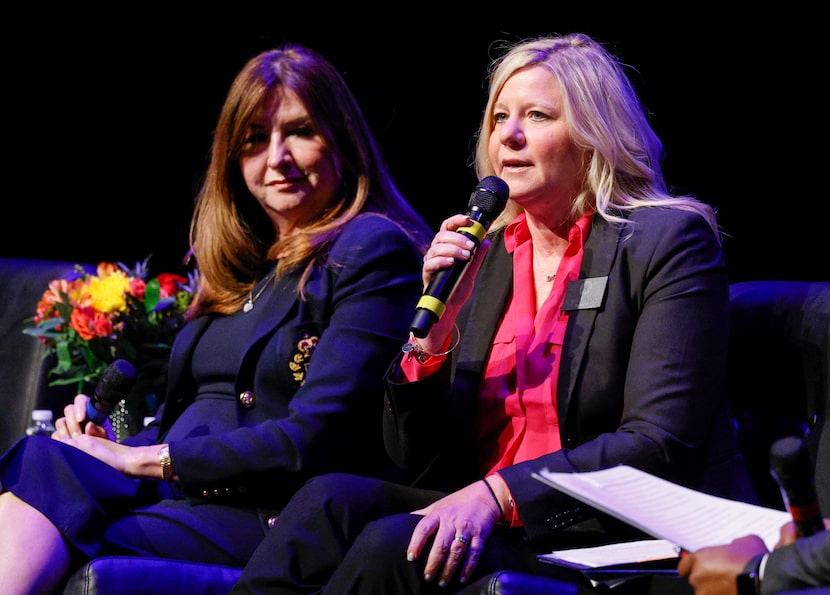 Richardson ISD Superintendent Tabitha Branum (right) spoke alongside Dallas ISD...