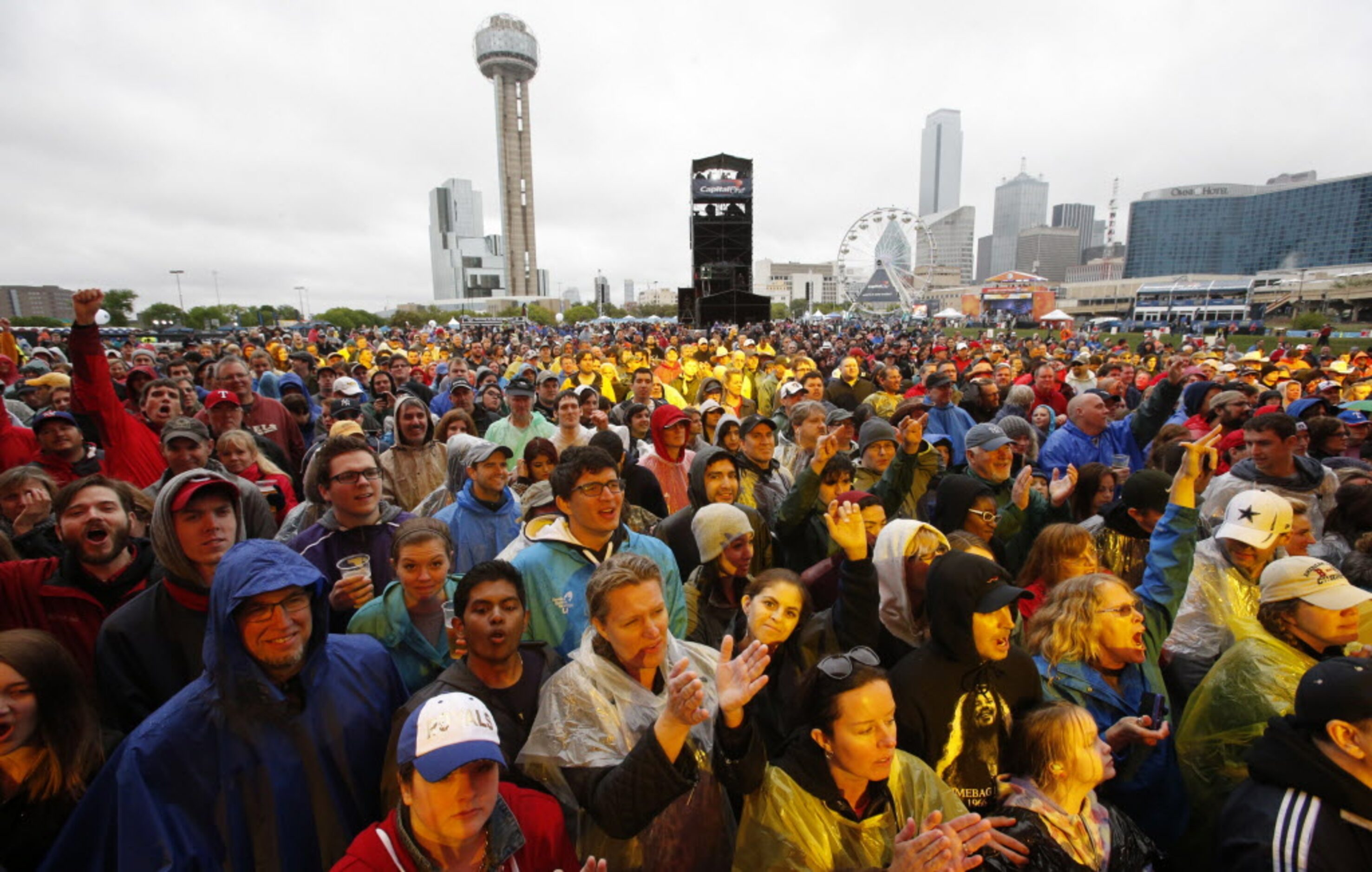 Fans crowd in for a performance by Pat Green during the March Madness Music Festival in...