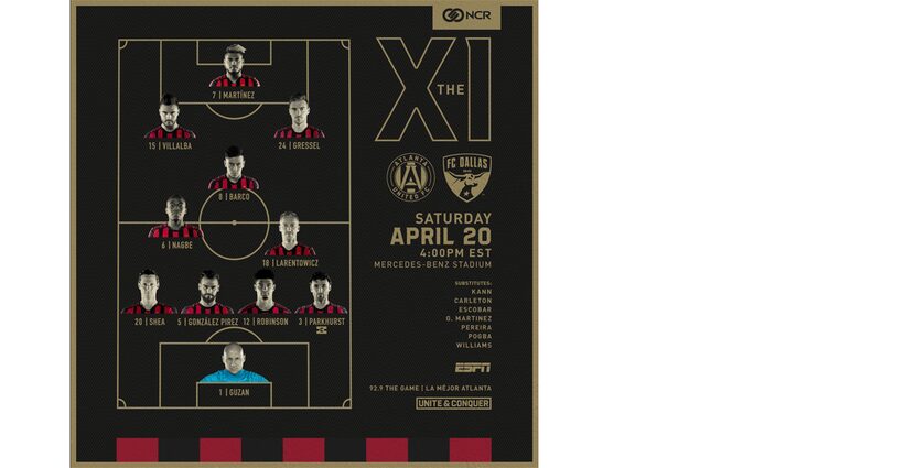 The Atlanta United starting XI vs FC Dallas. (4-20-19)