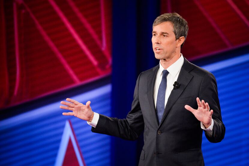 Democratic presidential candidate Beto O'Rourke takes part in a live CNN Town Hall from...