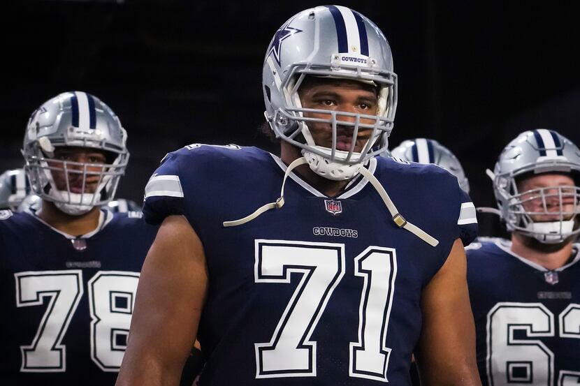 Dallas Cowboys offensive tackle La'el Collins (71) waits to take the field before an NFL...
