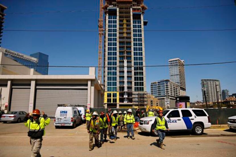 
Workers walked away from a construction site on lockdown during the standoff.
