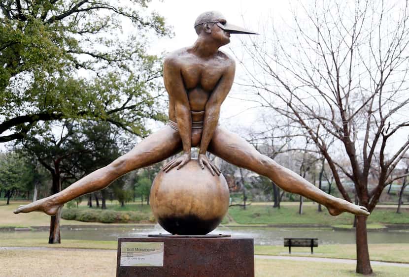 
Split Monumental by Mexican sculptor Jorge Marín is displayed at the Robert E. Lee Park in...