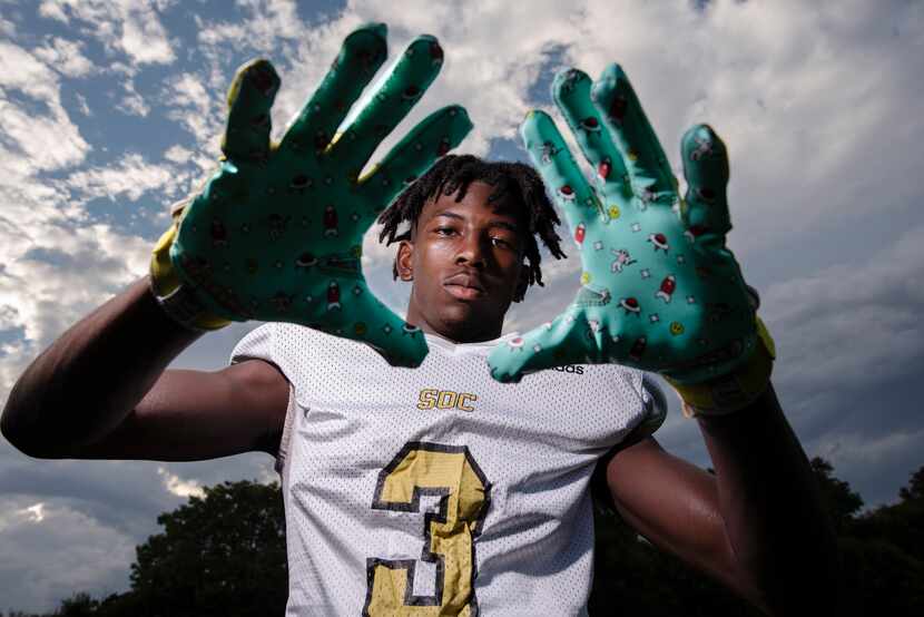 South Oak Cliff senior wide receiver Justyn Isah Harrison poses for a portrait on Wednesday,...