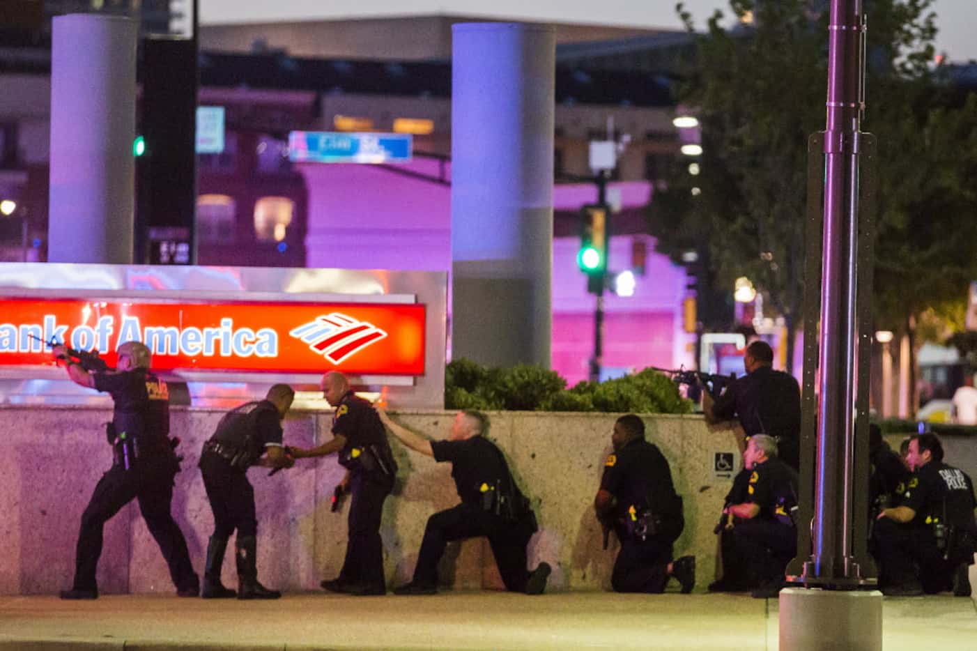  Dallas Police respond after shots were fired at a Black Lives Matter rally in downtown...
