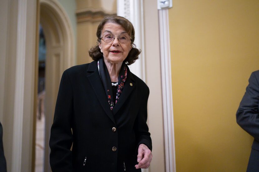 FILE - Sen. Dianne Feinstein, D-Calif., arrives for the Senate Democratic Caucus leadership...